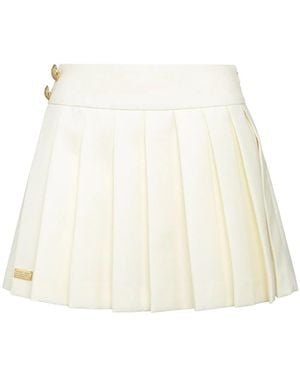 Philipp Plein Wool Marine Plisse Skirt - White