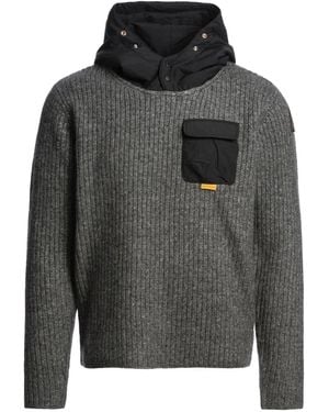 Parajumpers Ribbed-Knit Hoodie - Grey