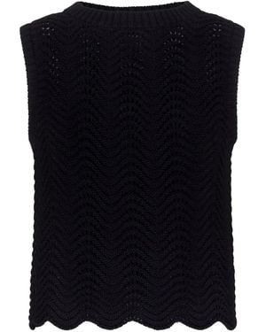 Loulou de Saison Vittoria Crochet Vest - Black