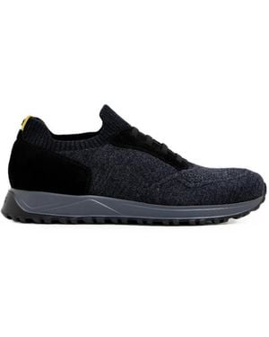 Doucal's Ribbed Paneled Sneakers - Black