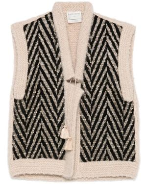 forte_forte Jack Met Chevron Patroon En Kwastje - Zwart