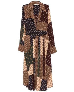 Zimmermann Vestido Midi Tuck Con Diseño Patchwork Geométrico - Marrón