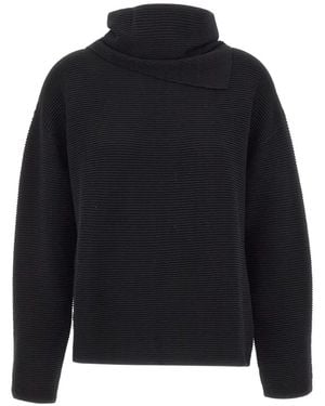 Elena Miro Ribbed-Knit Boat-Neck Jumper - Blue