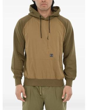 Woolrich Logo-Patch Paneled Hoodie - Green
