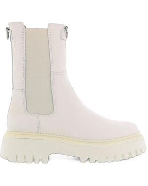 Bronx Chunky-Sole Elasticated-Panel Chelsea Boots - White