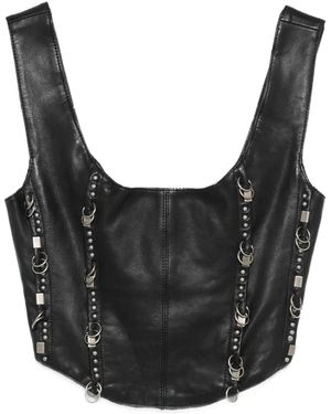 Patrizia Pepe Studded Leather Top - Black