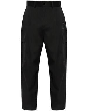 Dolce & Gabbana Logo-Embroidered Cargo Trousers - Black
