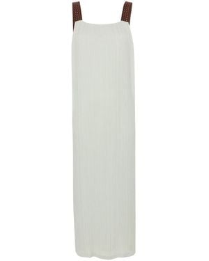 Alysi Interwoven-Straps Plissé Midi Dress - White