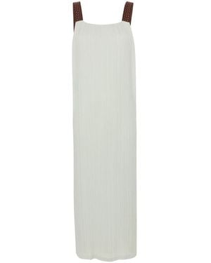 Alysi Interwoven-Straps Plissé Midi Dress - White