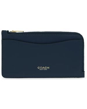 COACH New York Zip Leather Card Case - Blue