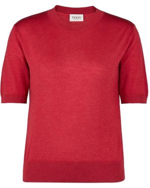 Tod's Short-Sleeve Sweater - Red