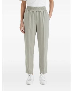 Brunello Cucinelli Elasticated-Waistband Cropped Trousers - Grey