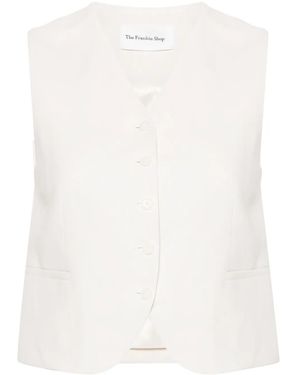 Frankie Shop Twill V-Neck Waistcoat - White