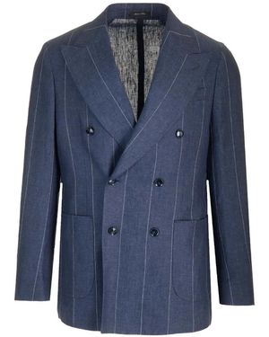 Al Duca d'Aosta Pinstripe Double-Breasted Jacket - Blue
