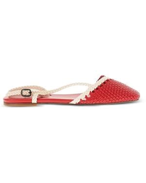 Hereu Rondaia Woven Buckle Flat Pumps - Red