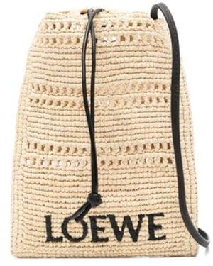 Loewe ドローストリング ラフィア ショルダーバッグ - ナチュラル