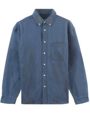 thisisneverthat Logo-Embroidered Button-Down Shirt - Blue