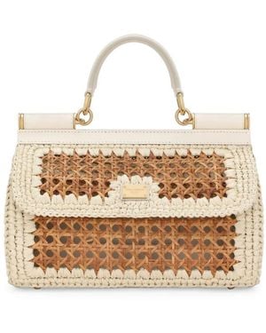 Dolce & Gabbana Sac À Main Sicily En Coton Mélangé - Neutre