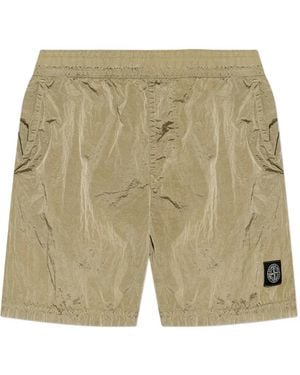Stone Island Logo-Patch Shorts - White