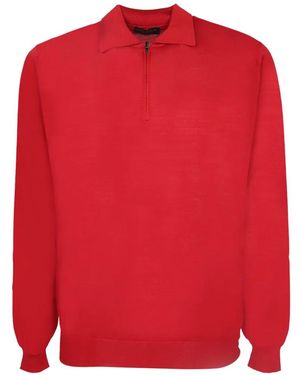 Dell'Oglio Quarter-Zip Knitted Polo Shirt - Red