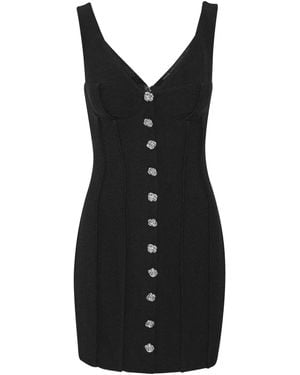 ROTATE BIRGER CHRISTENSEN Rose-Buttoned Mini Dress - Black