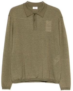 Saint Laurent Long-Sleeve Knitted Polo Shirt - Green