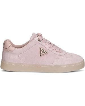 Guess Jazlie Suede Lace-Up Sneakers - Pink
