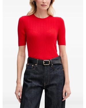 Mos Mosh Mmbouch Ribbed-Knit Short-Sleeve Top - Red