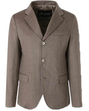 Herno Three-Button Wool Jacket - Brown