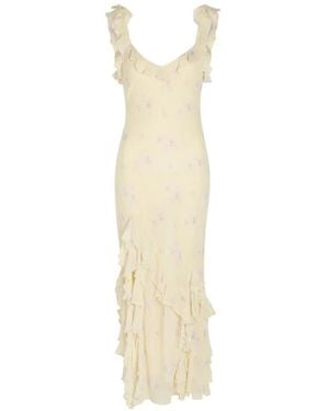 LoveShackFancy Floral-Print Ruffled Maxi Dress - White