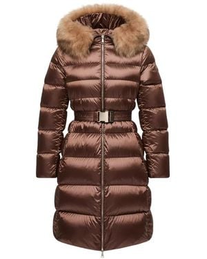 Moncler Leersies Daunenmantel Mit Shearling-Besatz - Braun