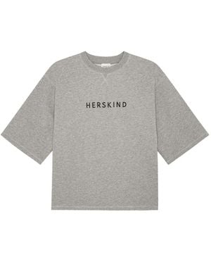 Herskind Kurzärmeliges Linette T-Shirt mit Stickerei - Grau
