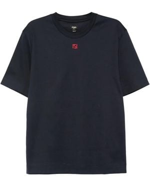Fendi Logo-Embroidered T-Shirt - Blue