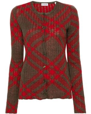 Burberry チェック カーディガン - レッド