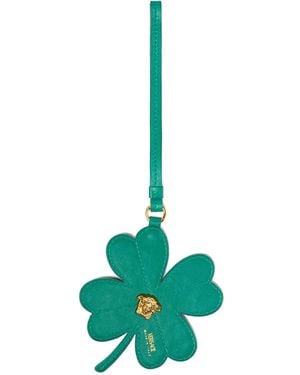 Versace Crystal-Embellished Clover Keyring - Green