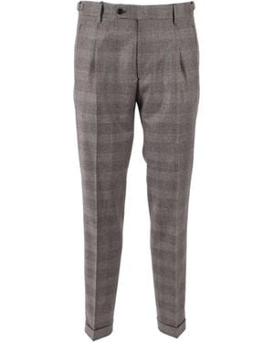 Berwich Pleated Checked Pants - Gray