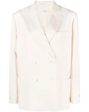 Prada Double-breasted Button Blazer - Natural
