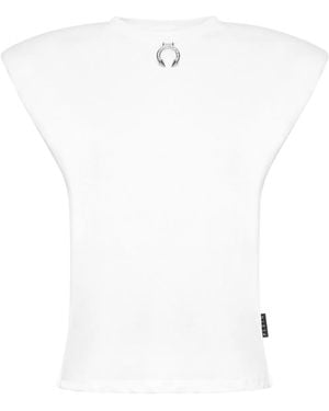 Philipp Plein Ring-Embellished Padded Tank Top - White
