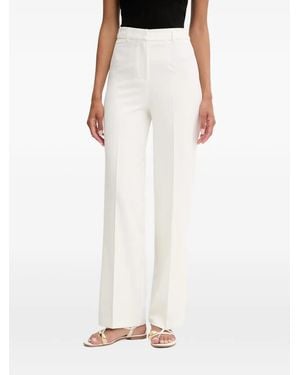 Morgan High-Waisted Pressed-Crease Pants - White