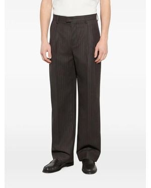 Paolo Pecora Pinstripe-Pattern Pleated Tailored Pants - Black