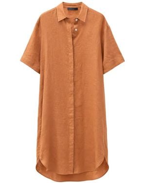 Gran Sasso Short-Sleeve Mini Shirt Dress - Orange