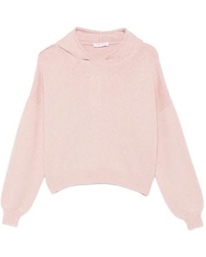 Liska Chunky-Knit Dropped-Shoulder Hoodie - Pink