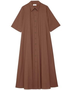 Ottod'Ame Button Front Shirt Midi Dress - Brown