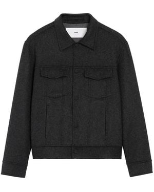 Ami Paris Press-Stud Fastening Jacket - Black