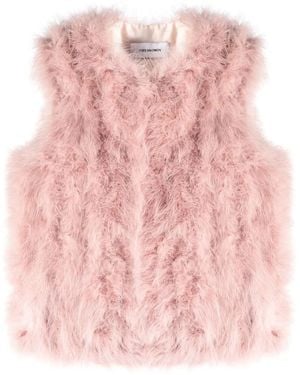 Yves Salomon Feather-Embellished Gilet - Pink