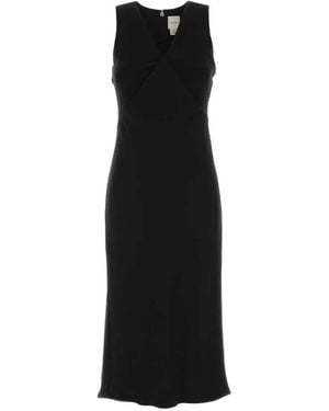 Calvin Klein Crepe V-Neck Midi Dress - Black