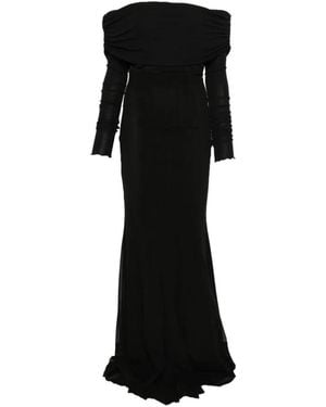Blumarine Off-Shoulder Long-Sleeve Maxi Dress - Black