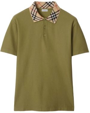 Burberry チェックカラーポロシャツ - グリーン