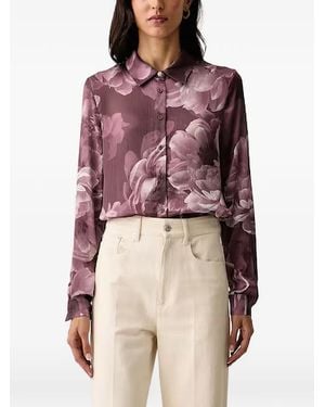 Guess Floral-Print Long-Sleeve Shirt - Purple