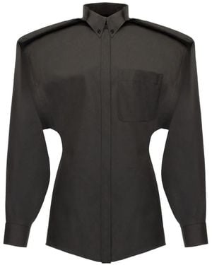 Situationist Button Balloon Sleeve Shirt - Black